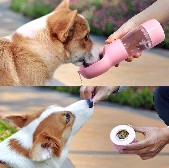 Hunde Trinkflasche inkl. Futterbehälter