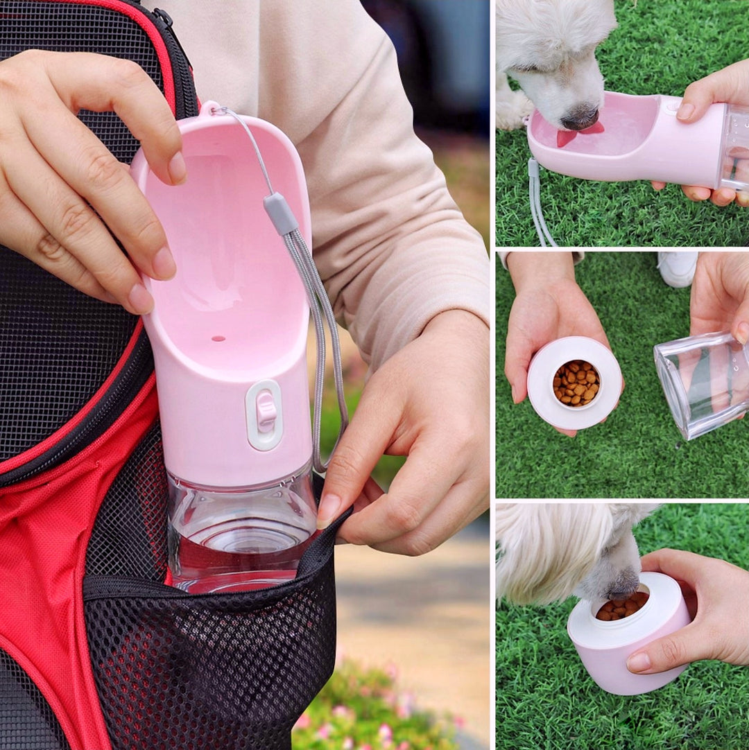 Hunde Trinkflasche inkl. Futterbehälter
