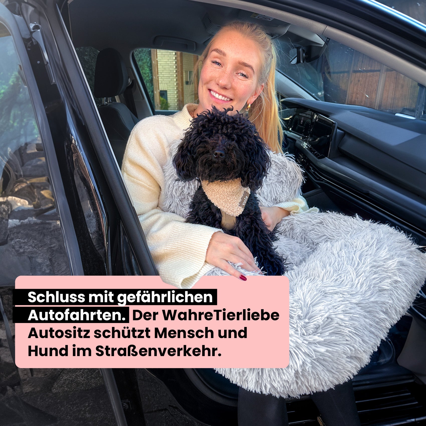 Premium Autositz mit Gurt "Fluffy"