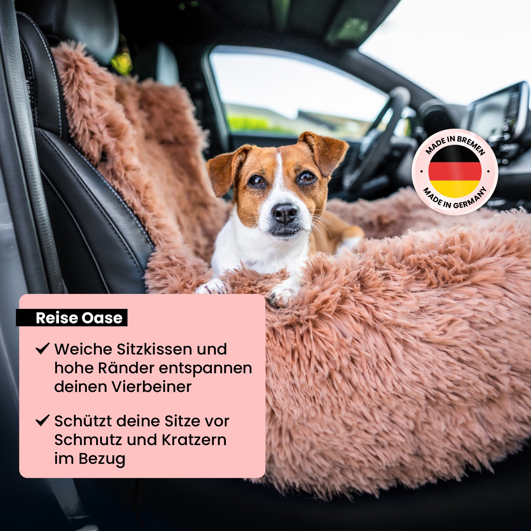 Premium Autositz mit Gurt "Fluffy"