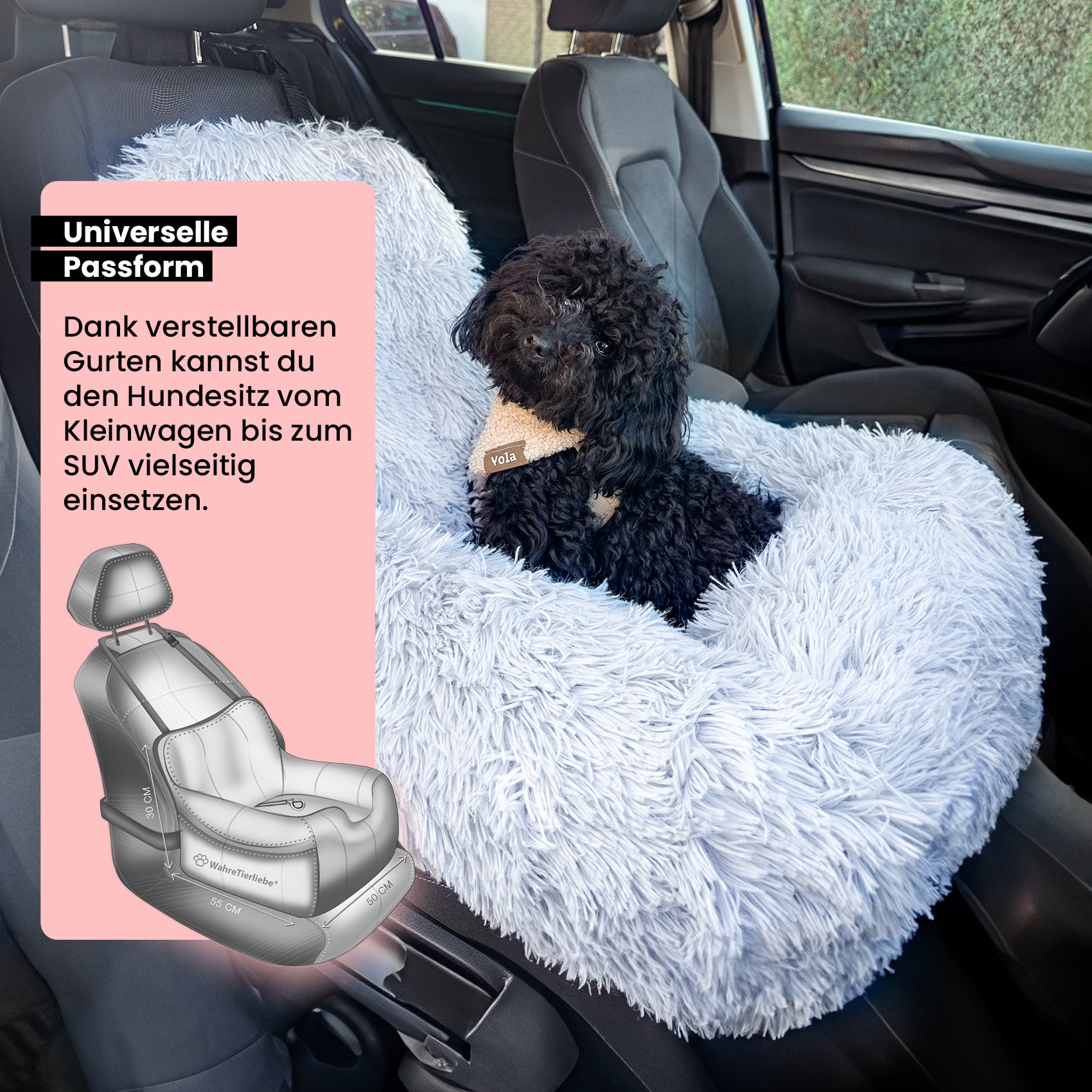 Premium Autositz mit Gurt "Fluffy"