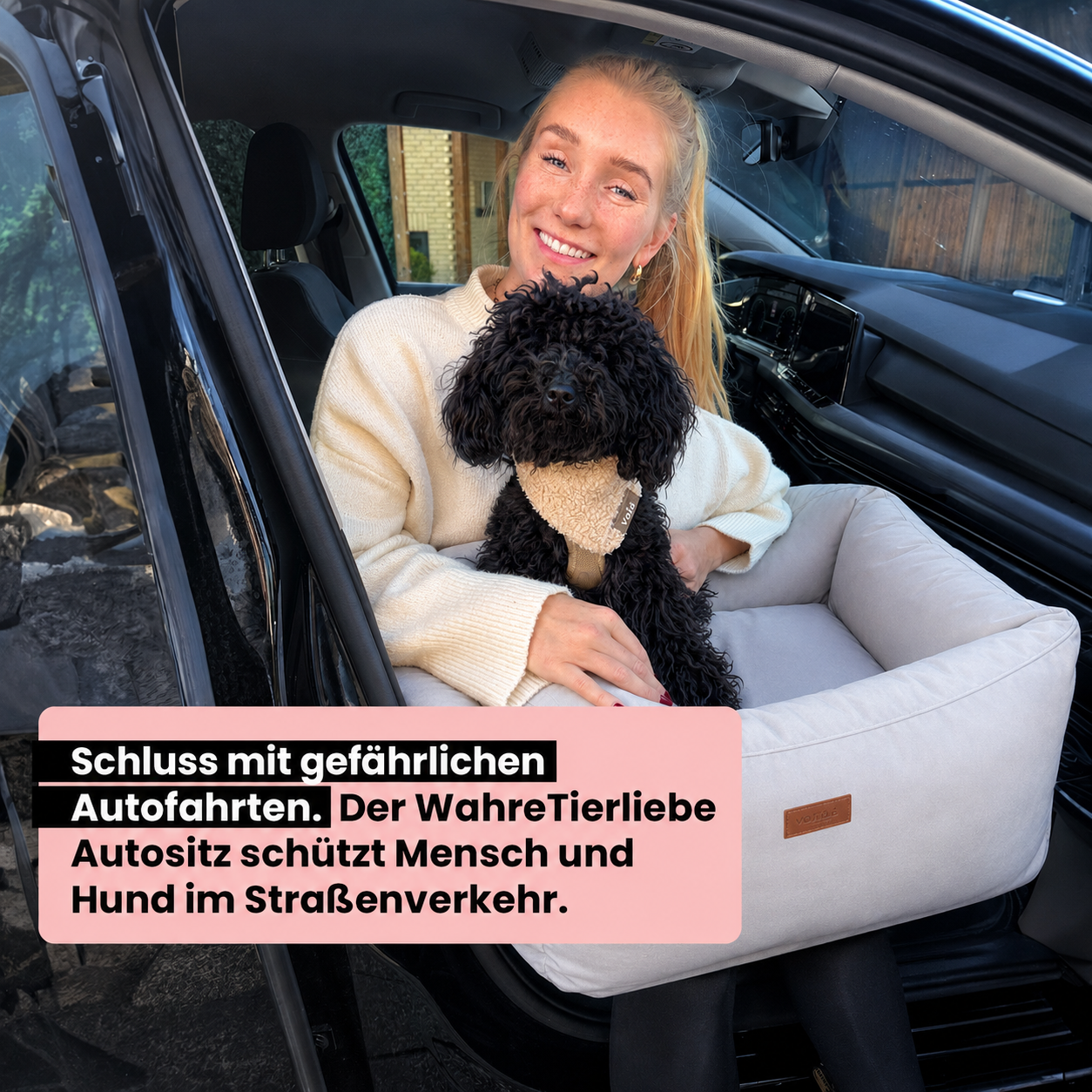 Orthopädischer Hunde Autositz inkl. Gurt